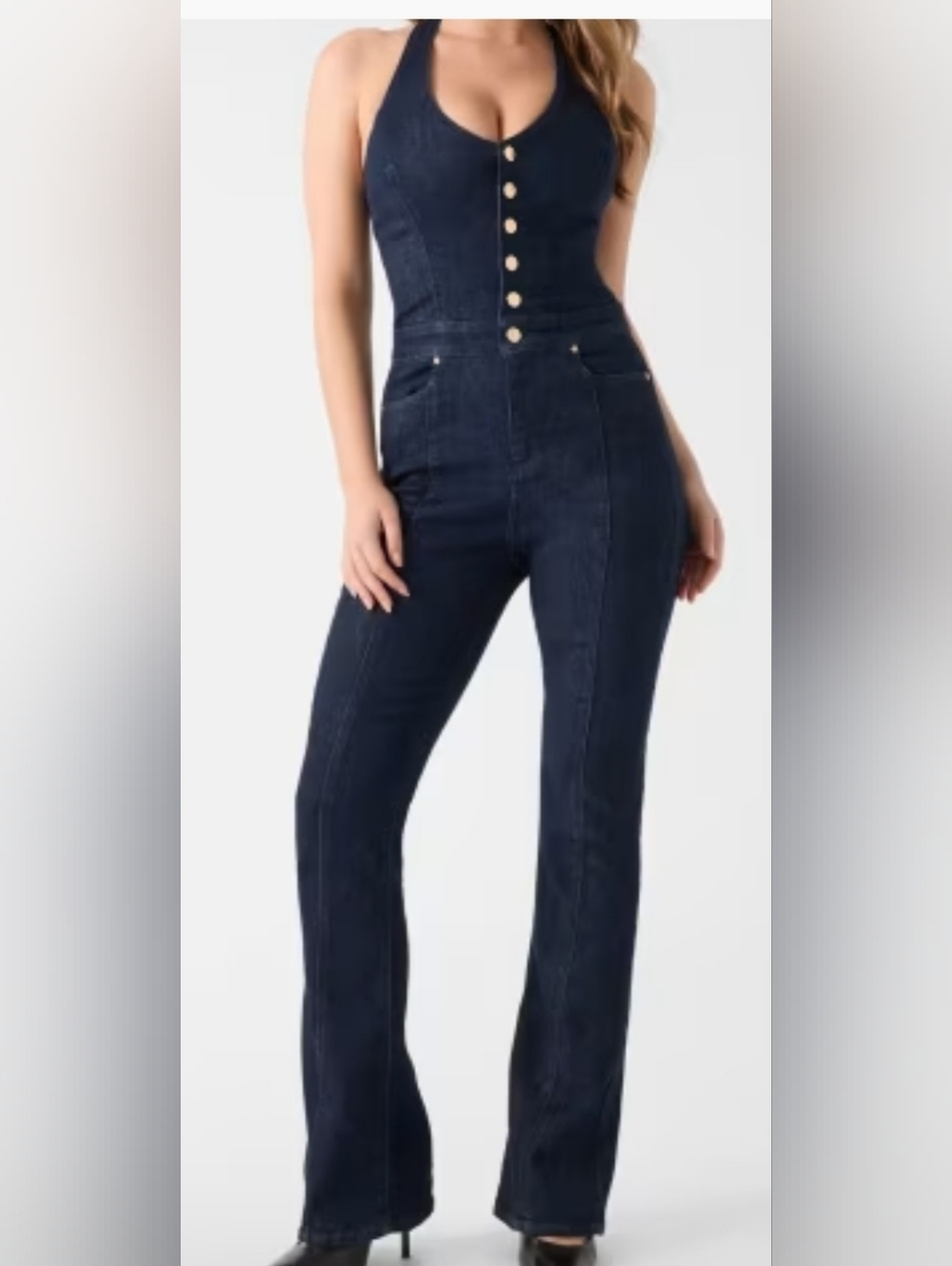 Guess Dark Denim Jumpsuit Nwt, Halter Style. Size Medium.